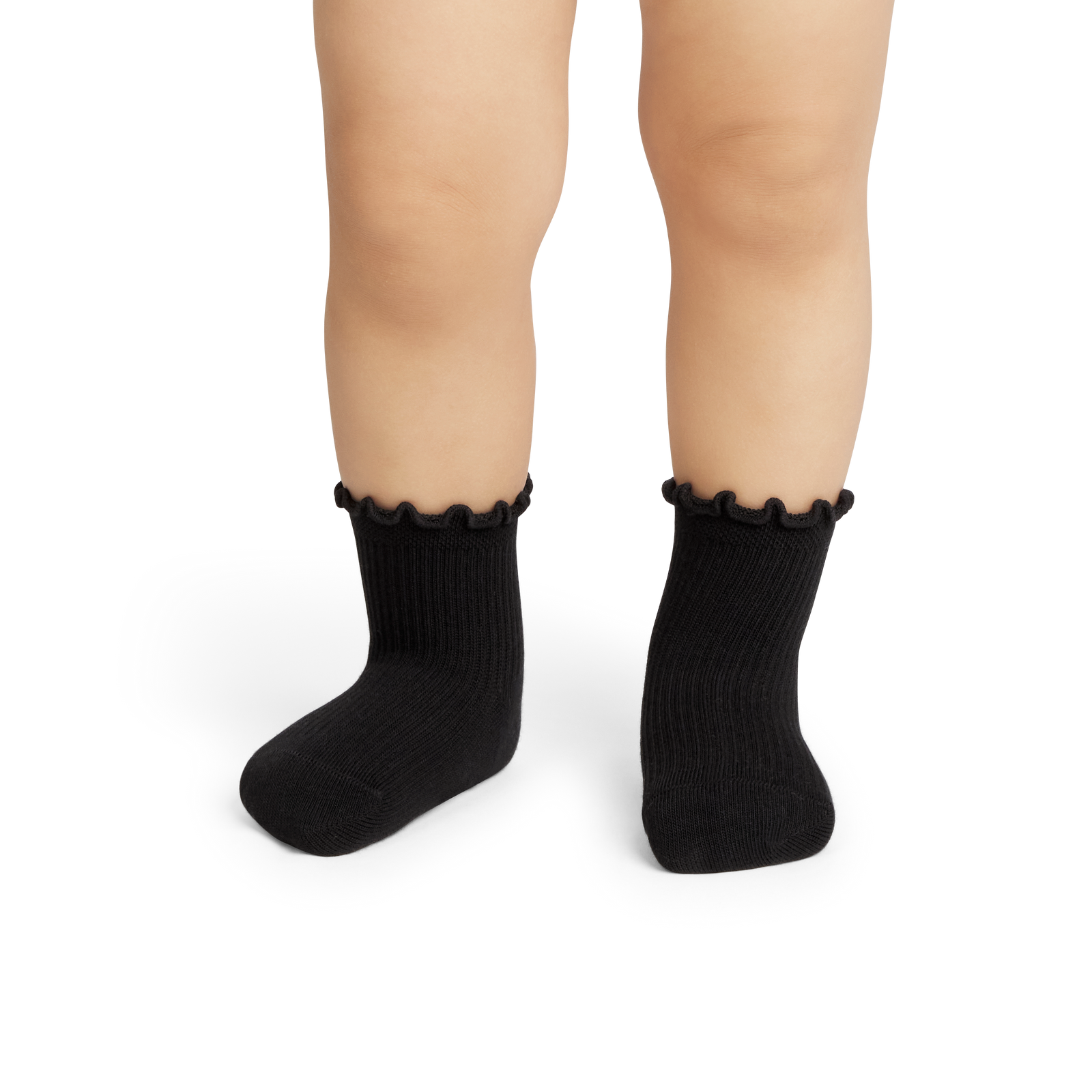 Ruffle Rib Calf Socks - black TO1 [10095]