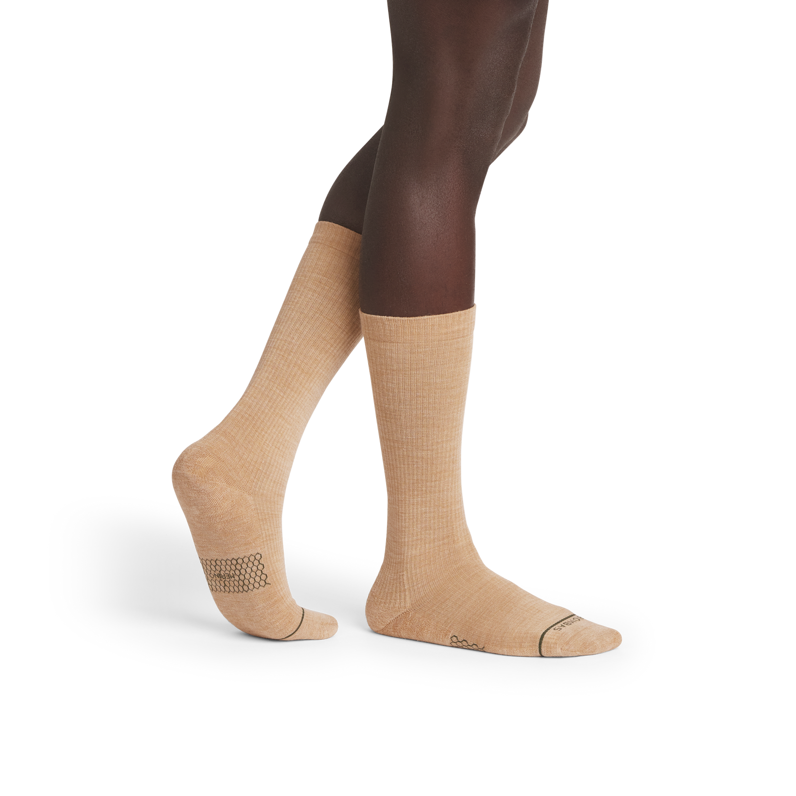 Merino Modern Rib Calf Socks - toasted coconut MO1 [10115]