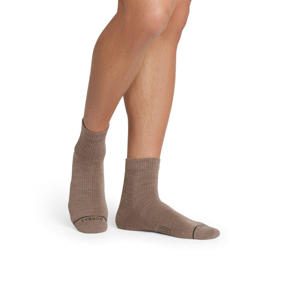 Merino Modern Rib Quarter Socks - warm taupe MO1 [10117]
