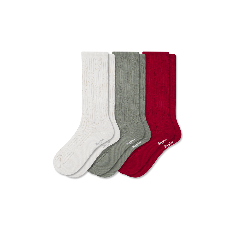 Women’s Pointelle Calf Sock 3-Pack - Active Ankle Comfort