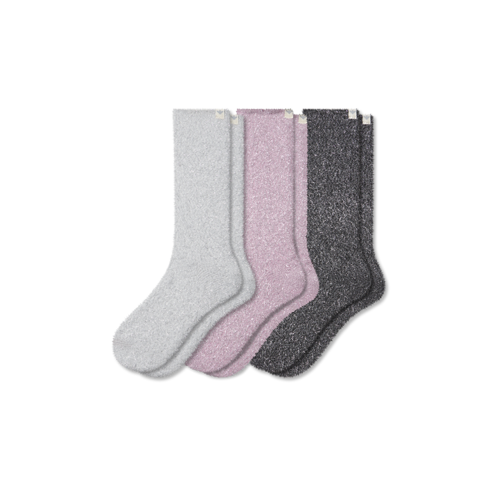Women's Fuzzy Sock 3-Pack - sparkle mix L [10217]