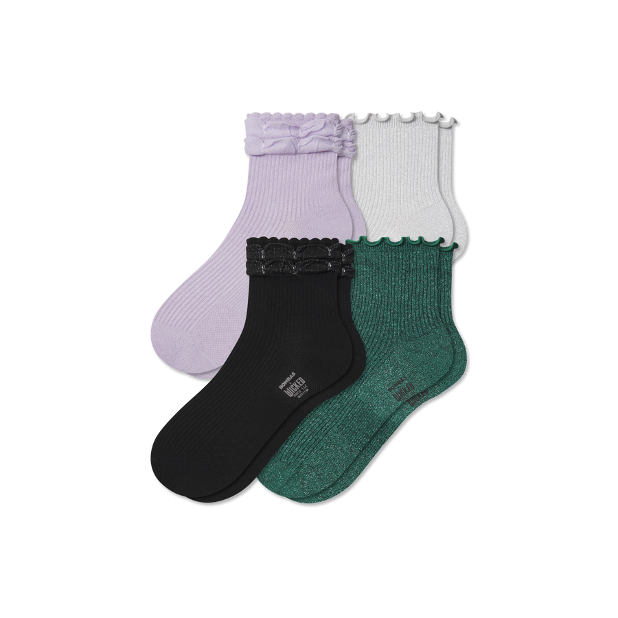 Wicked x Bombas Ruffle Quarter Sock 4-Pack - Fresh Trail Fit