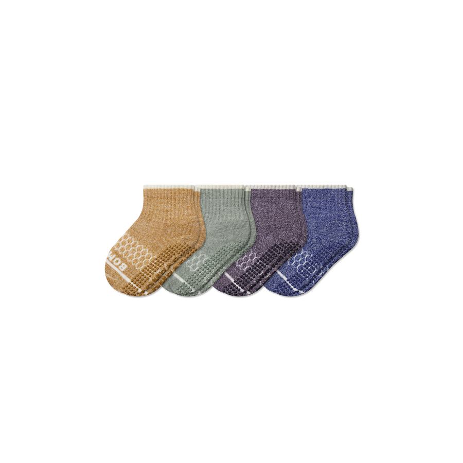 Toddler Merino Wool Blend Gripper Calf Sock 4-Pack - Weekend No Show Comfort
