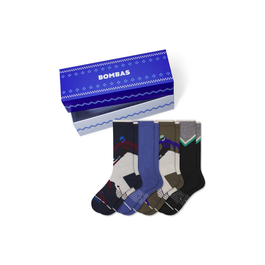 Men's Merino Wool Blend Calf Sock 4-Pack Gift Box - Carry Weekend Storage