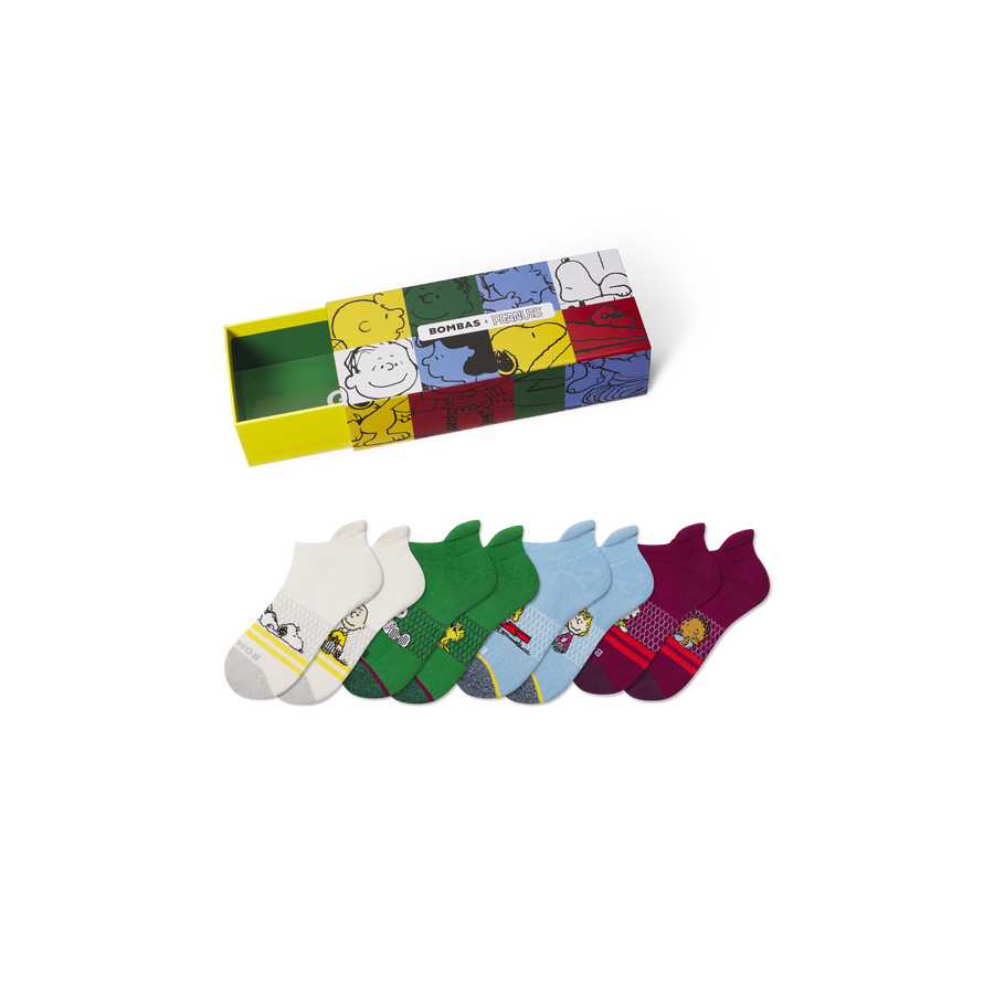 Peanuts x Bombas: Youth Ankle Sock 4-Pack Gift Box - Travel Storage Setup