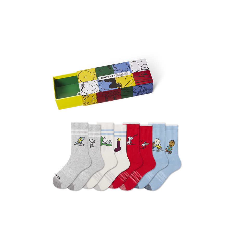 Peanuts x Bombas: Youth Calf Sock 4-Pack Gift Box - Smart Weekend Stash