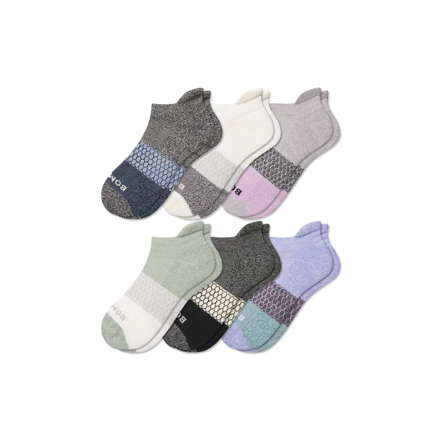 Youth Tri-Block Ankle Sock 6-Pack - Studio No Show Support