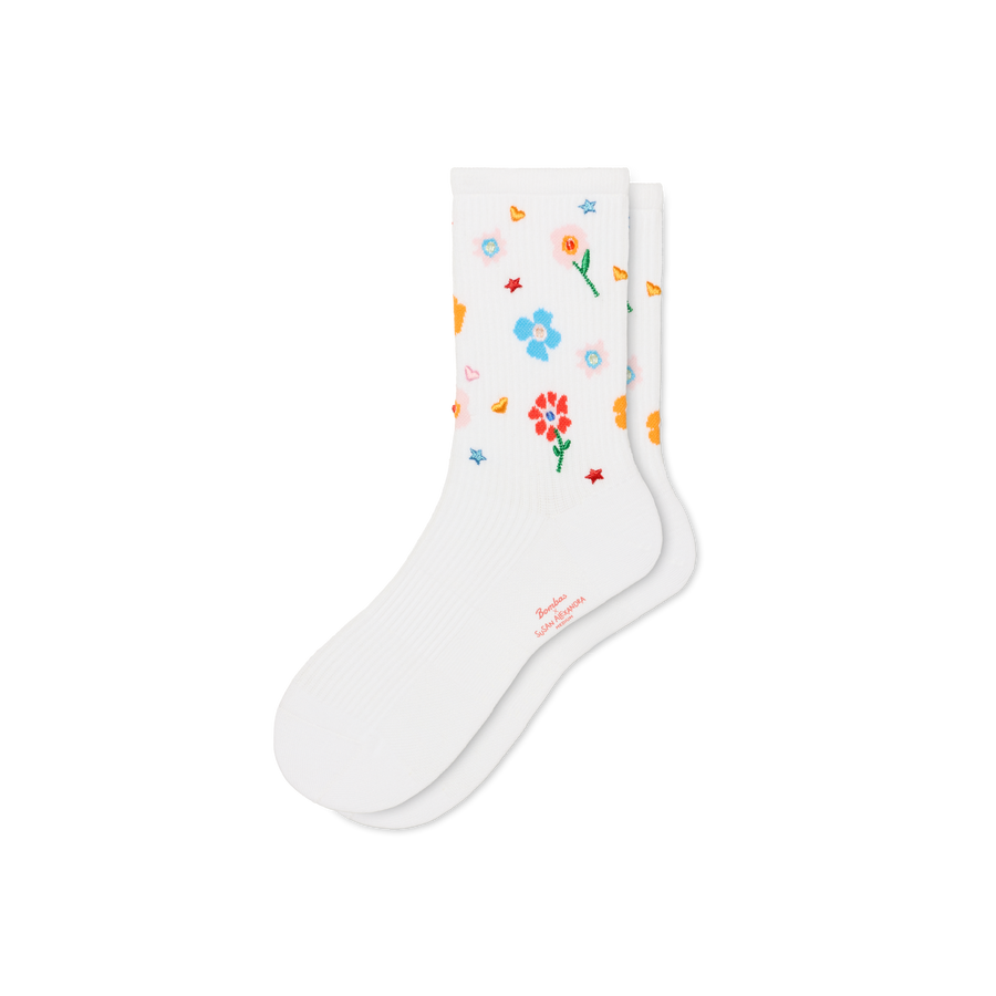 Bombas x Susan Alexandra Floral Embroidered Half Calf Socks - Comfort Trail Rotation