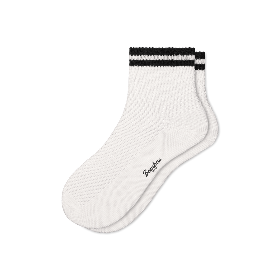 Women's Vintage Stripes Open Knit Quarter Socks - Light Crew Fit