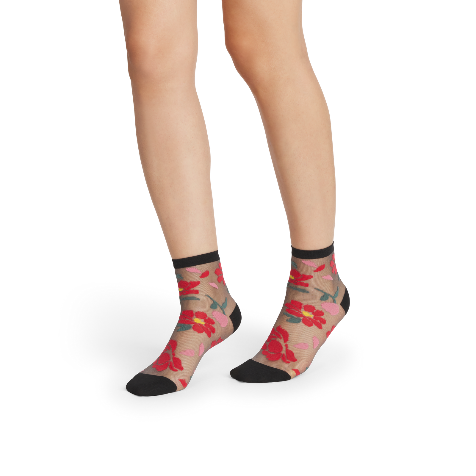 Women's Sheer Garden Party Quarter Socks - black WO1 [10512]