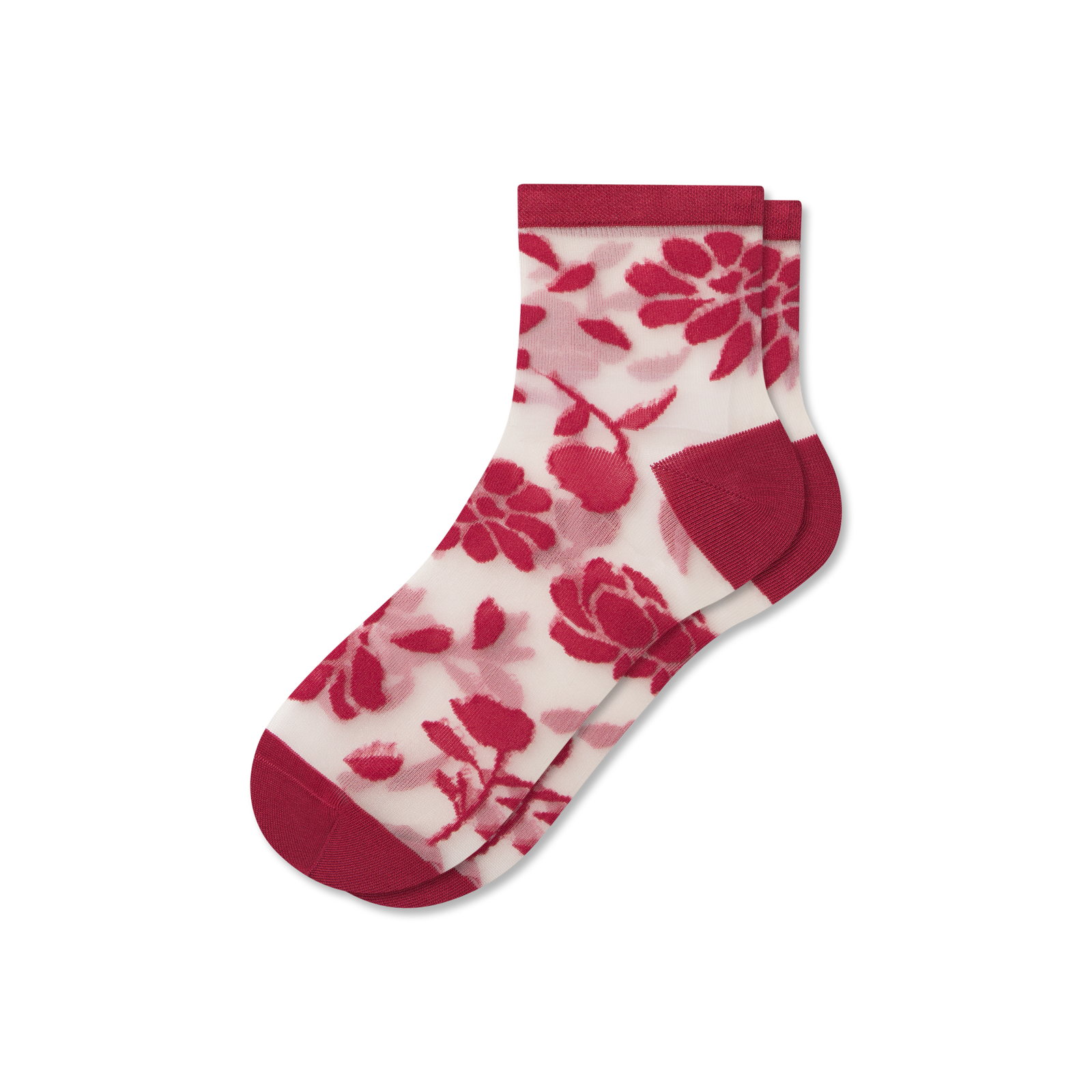 Women's Sheer Garden Party Quarter Socks - pomegranate L [10512]