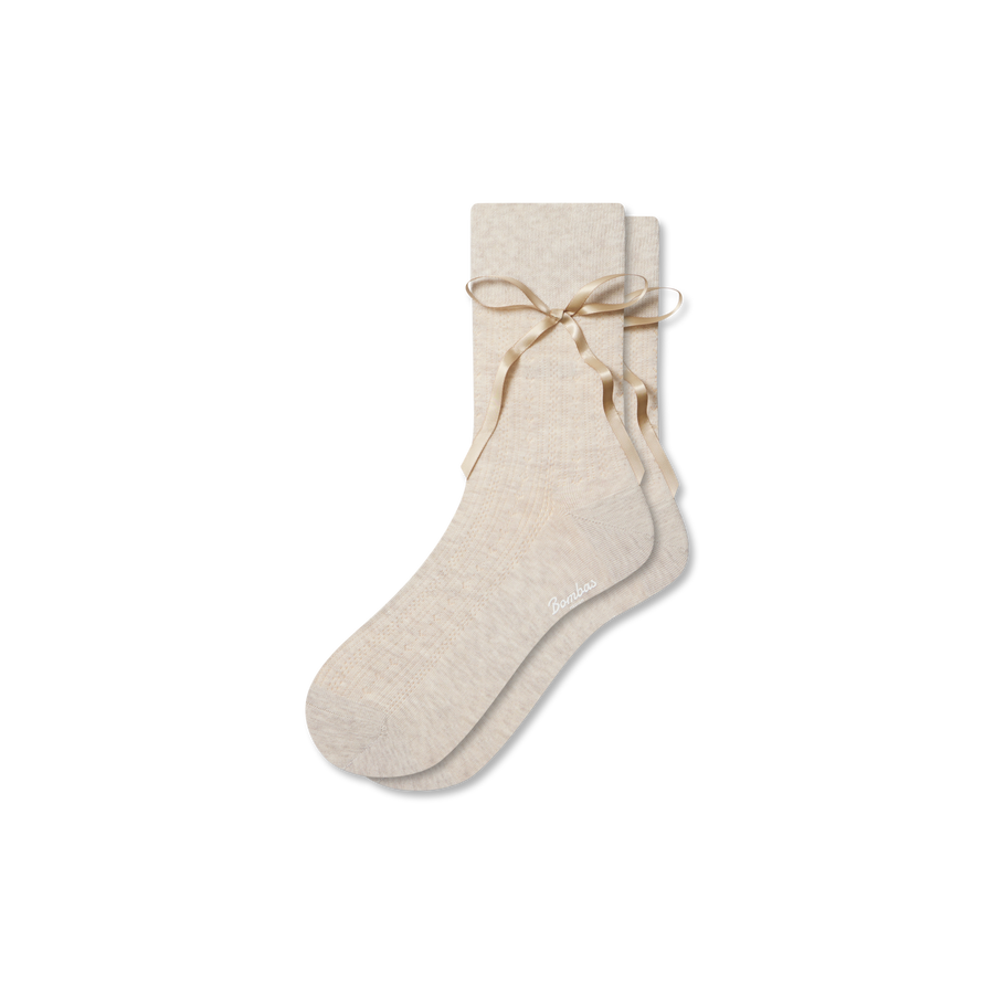 Women’s Pointelle Bow Half Calf Socks - Comfort Travel Move