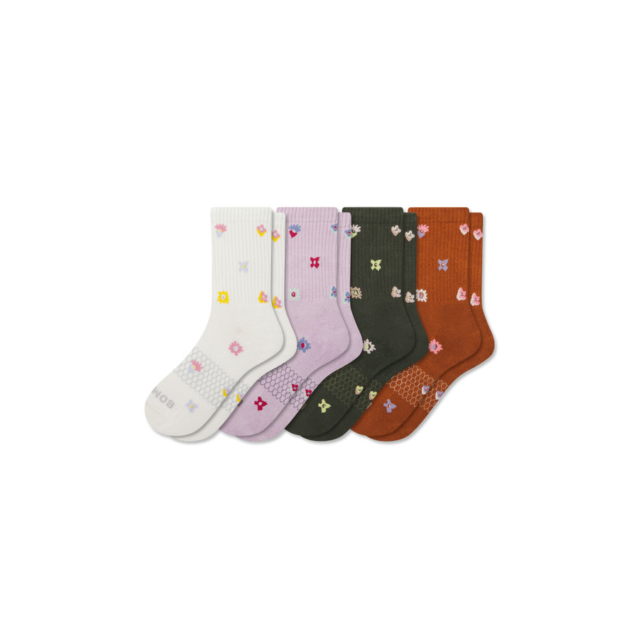 Women’s Garden Party Half Calf Sock 4-Pack - Cozy Court Step