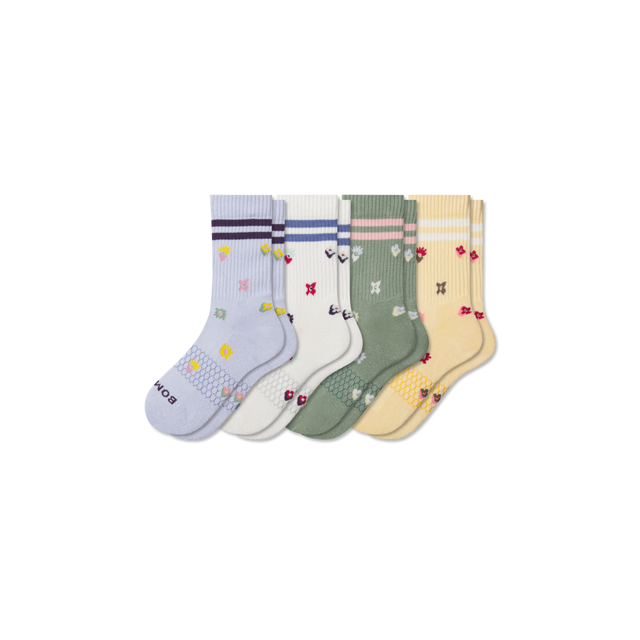 Youth Garden Party Calf Sock 4-Pack - Weekend Crew Step