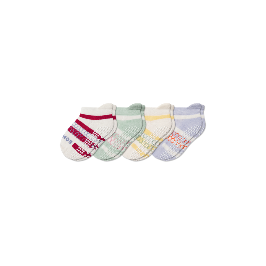 Toddler Stripes Gripper Ankle Sock 4-Pack - Comfort Hike Fit