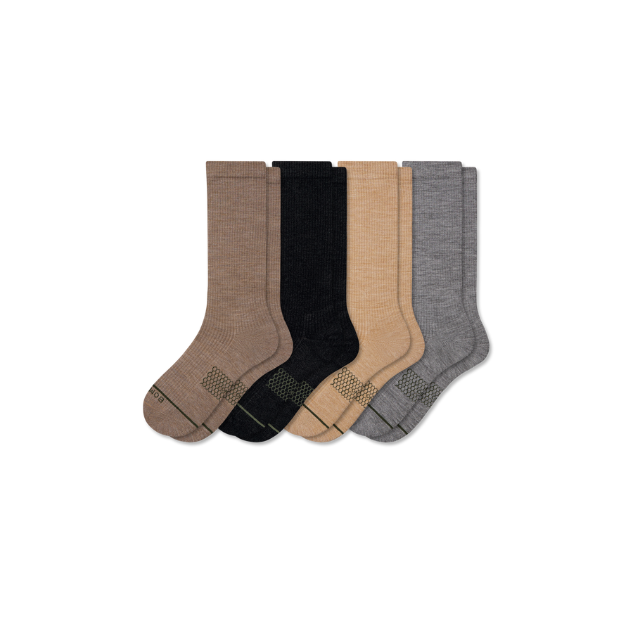 Men's Merino Wool Blend Modern Rib Calf Sock 4-Pack - Light Trail Rotation