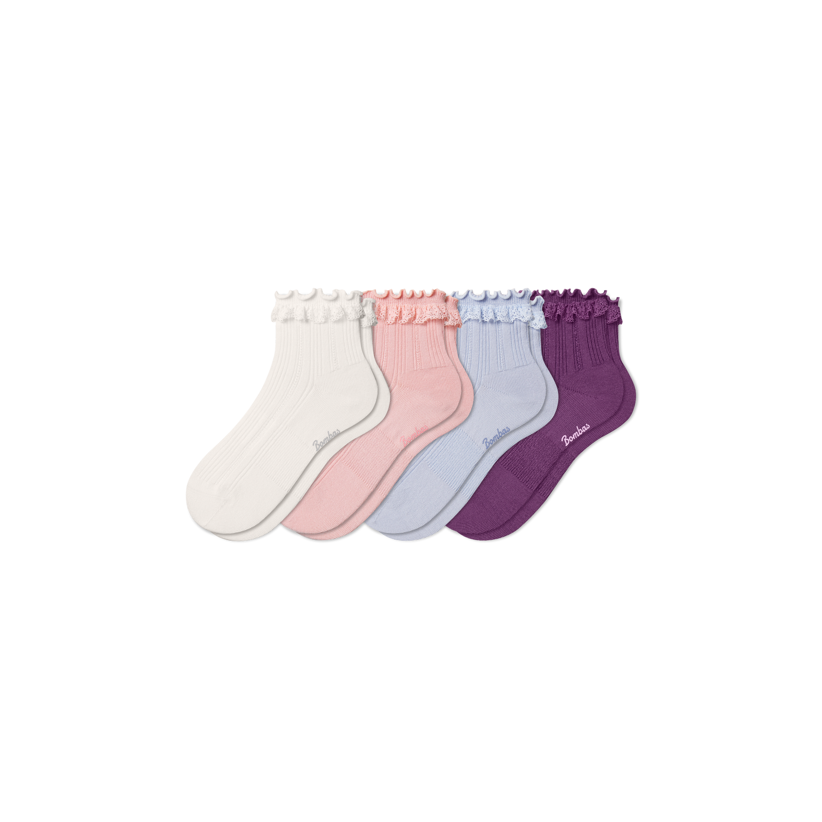 Ruffle Rib Quarter Socks - shell pink mix L [10600]