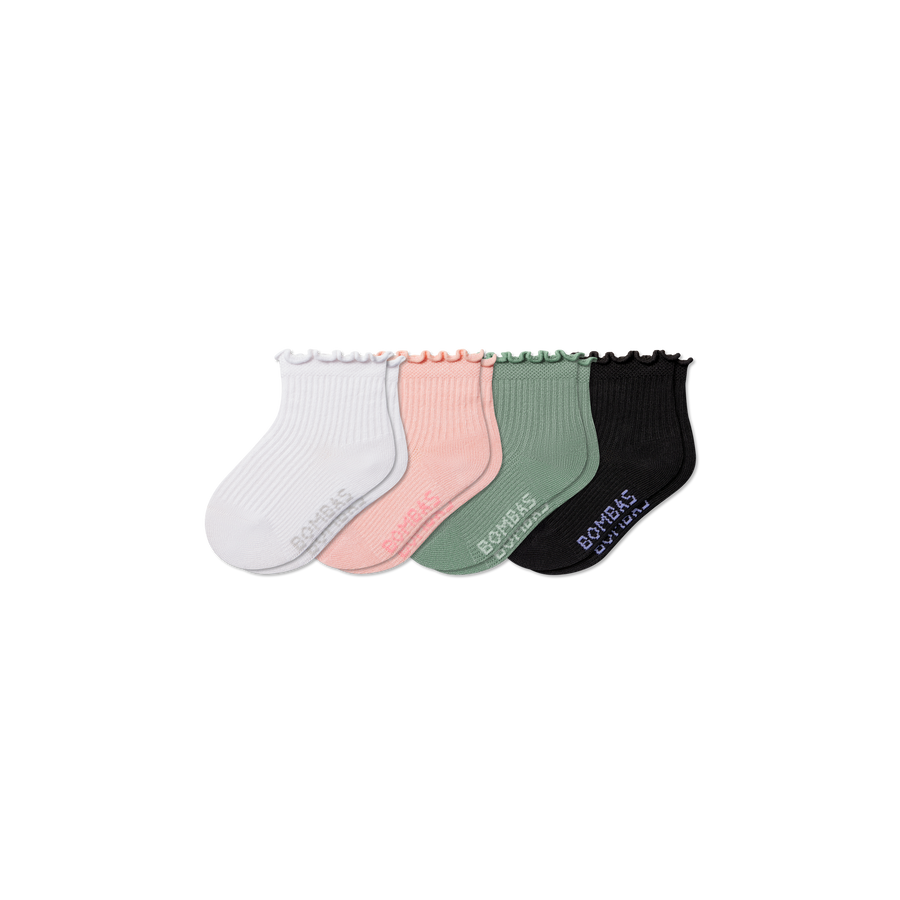 Toddler Ruffle Rib Calf Sock 4-Pack - Breathable Recovery Move