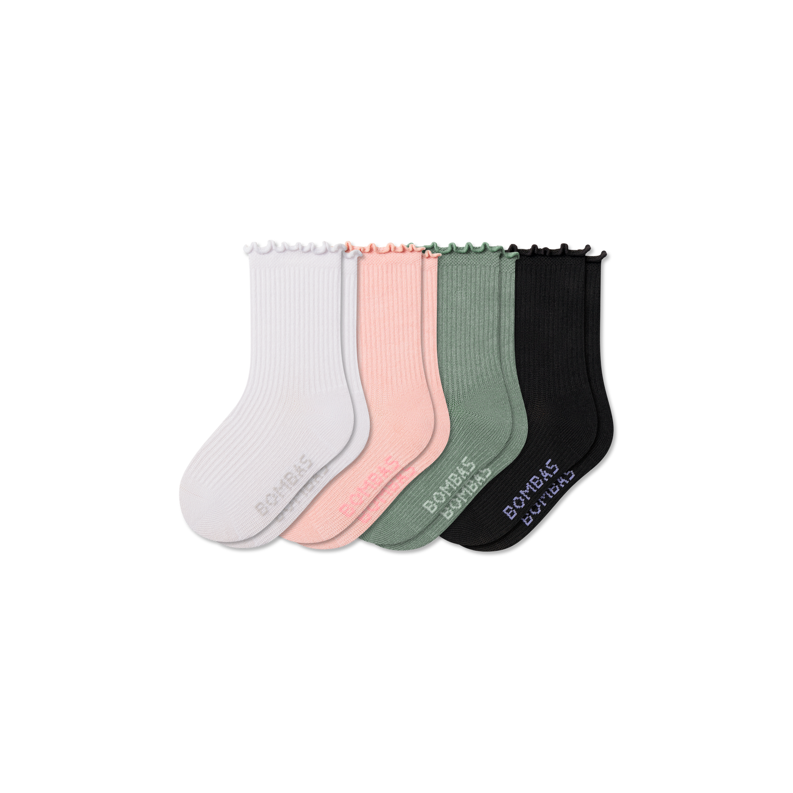 Ruffle Rib Calf Socks - pink sage mix L [10605]