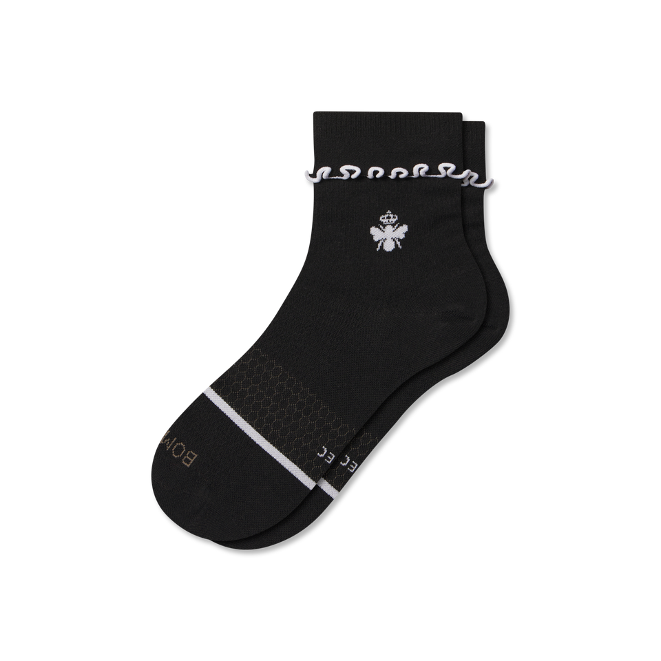 Ruffle Athletic Half Calf Socks - black L2 [10942]