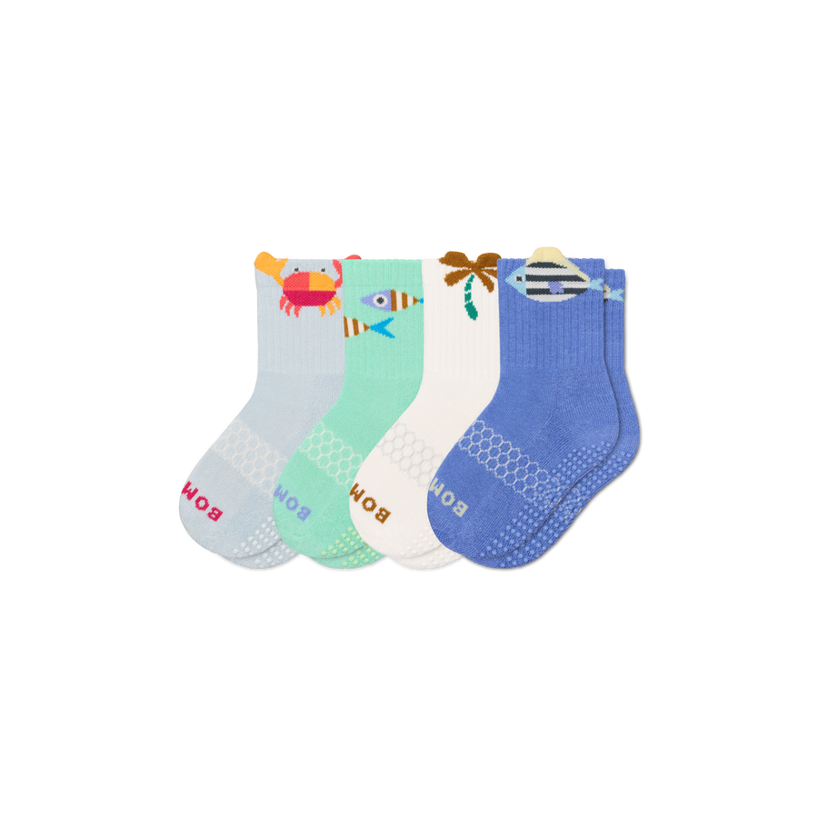 Junior Seaside Gripper Calf Sock 4-Pack - Light Low Cut Support