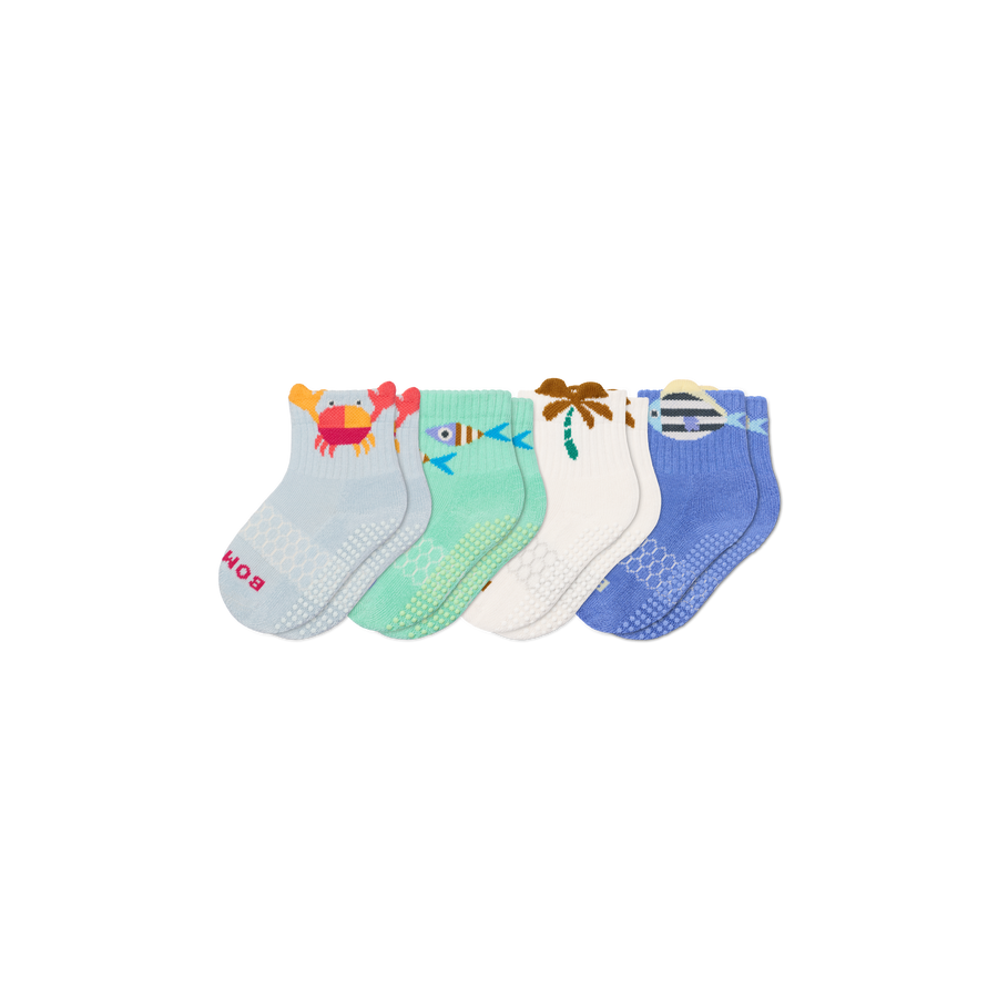 Toddler Seaside Gripper Calf Sock 4-Pack - Outdoor Home Step