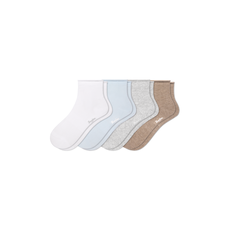 Women’s Roll Top Quarter Sock 4-Pack - Cozy Shift Support