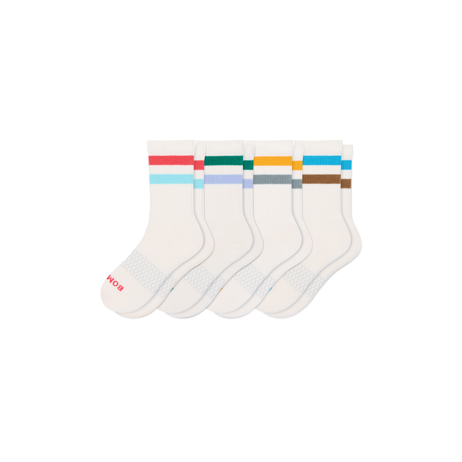Youth Vintage Stripes Calf Sock 4-Pack - Cozy No Show Rotation