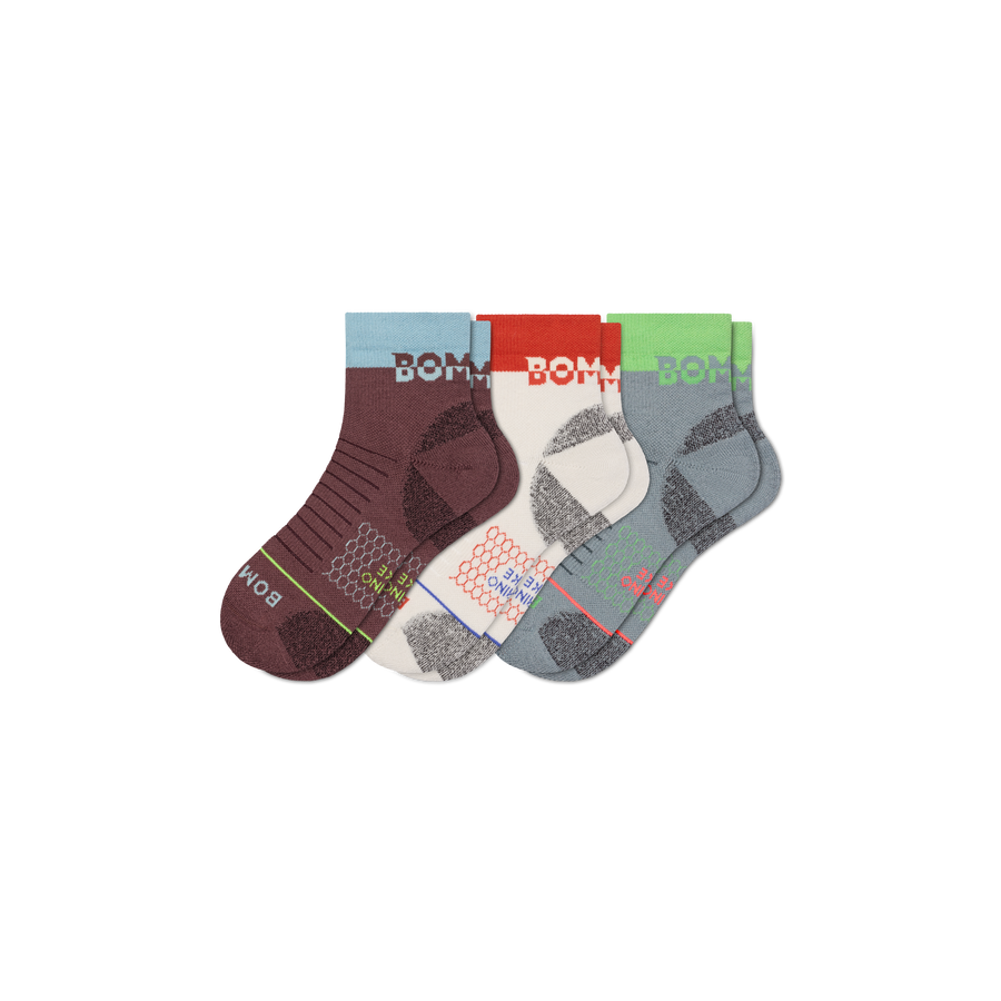 Women's Merino Wool Blend Hiking Quarter Sock 3-Pack - Trail Court Pair