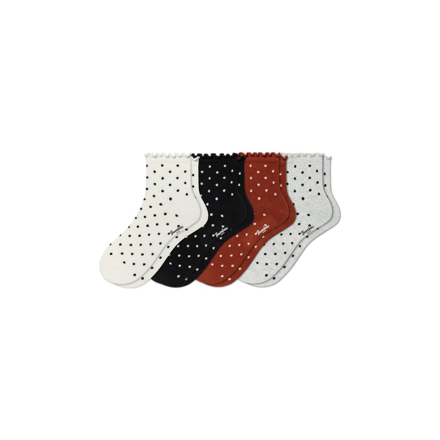 Women's Ruffle Rib Quarter Sock 4-Pack - Easy School Pair