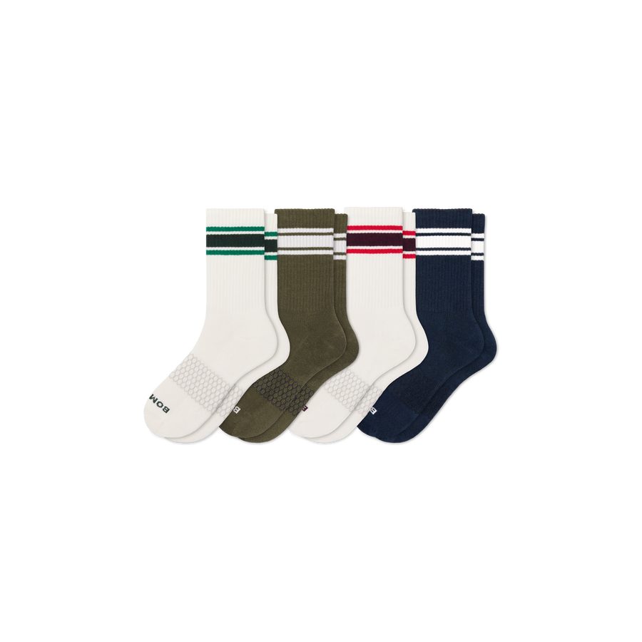 Men's Vintage Stripes Half Calf Sock 4-Pack - Soft Home Fit