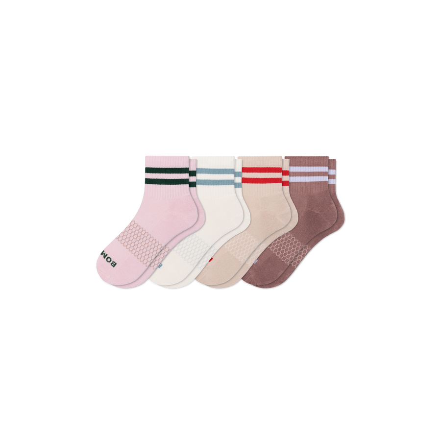 Women's Vintage Stripes Quarter Sock 4-Pack - Classic Everyday Wear