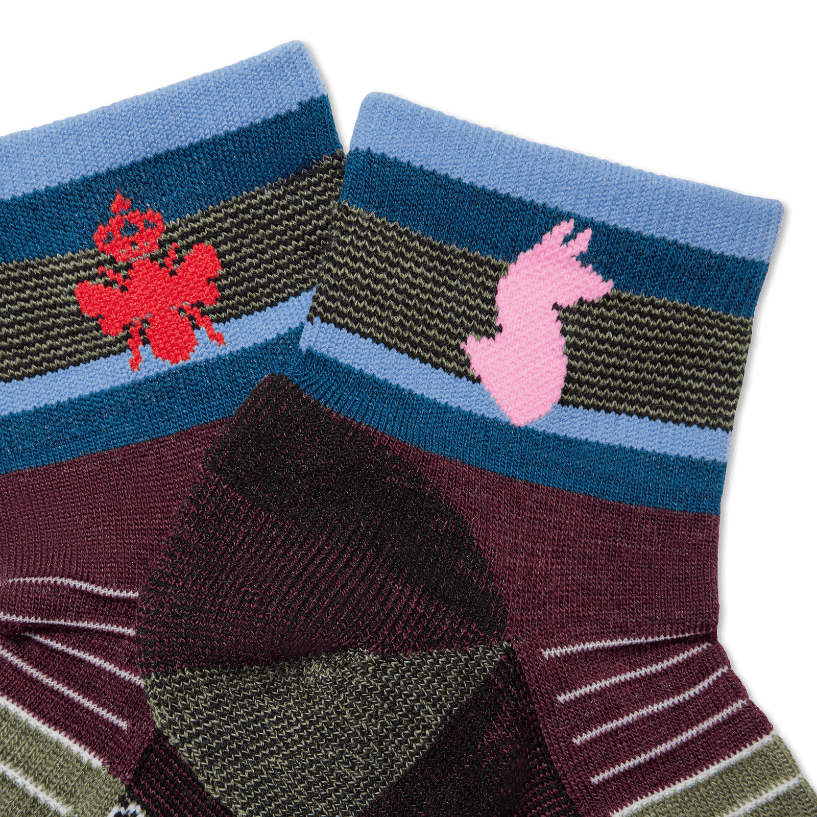 Cotopaxi x Bombas Merino Wool Blend Hiking Quarter Socks - Green Detail
