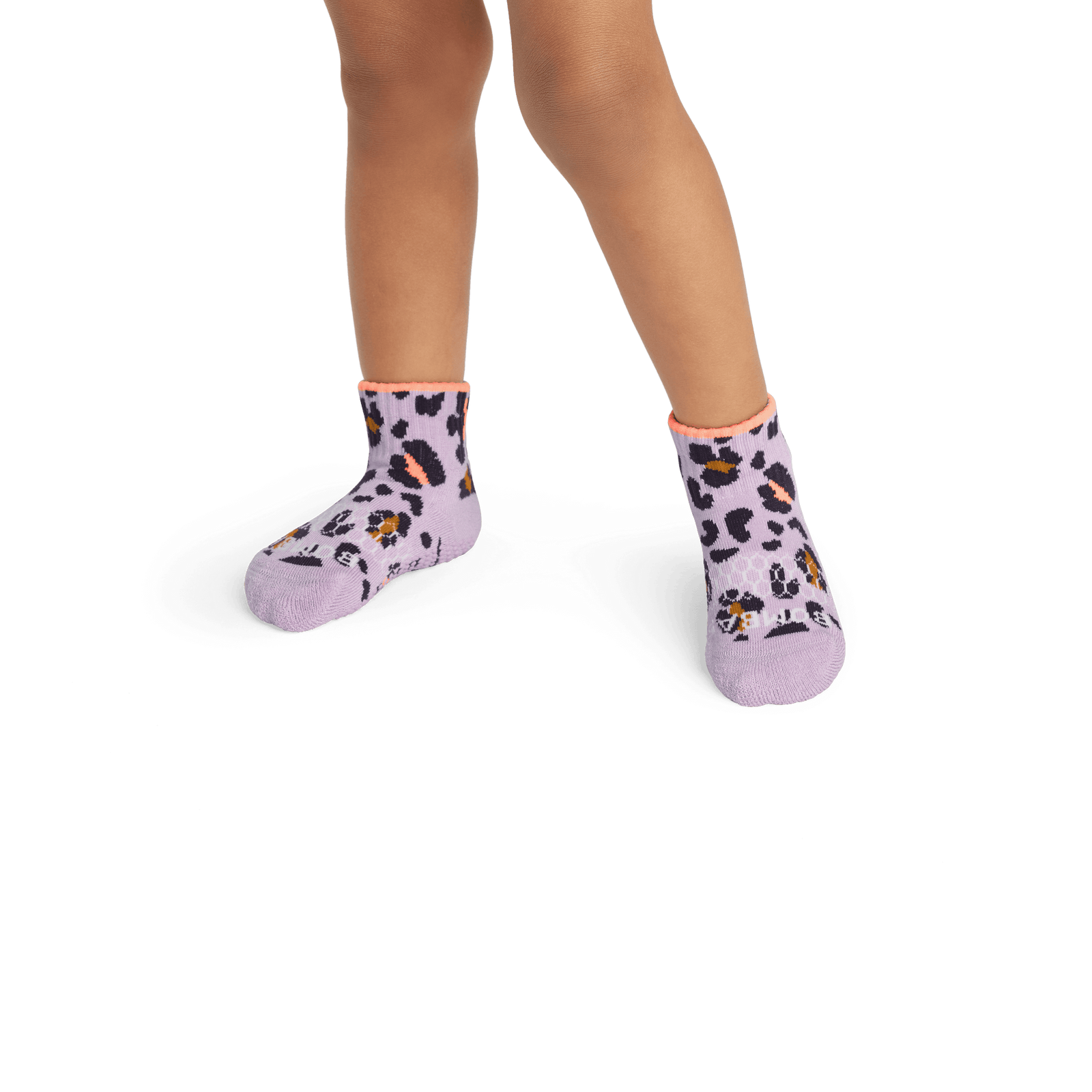 Leopards Gripper Calf Sock Lilac Petal TO1