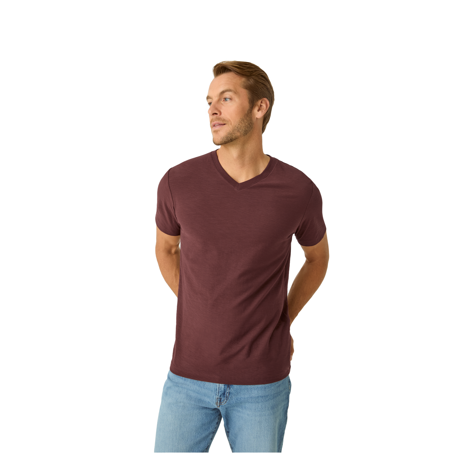 Air Slub V-Neck T-Shirt - Dark Cocoa MO1 [6729]
