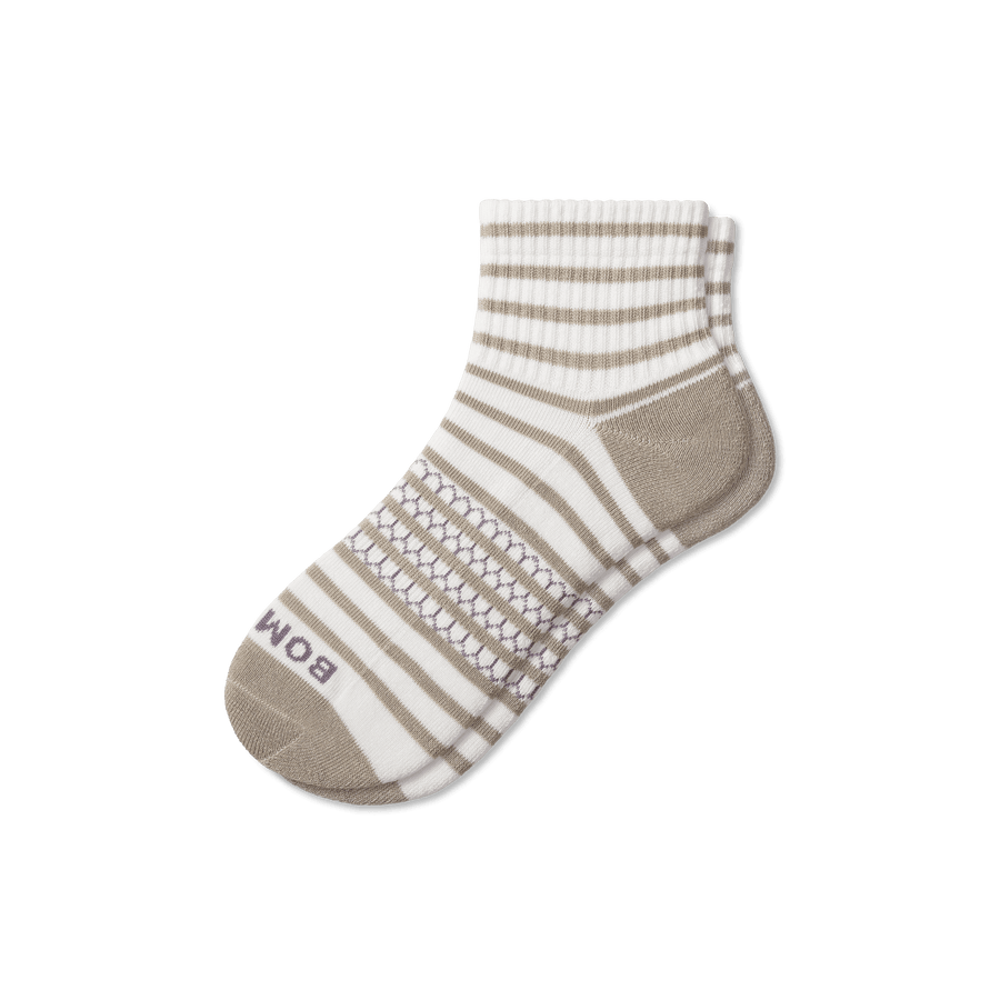 Women's Coastal Stripe Quarter Socks - Light Court Rotation