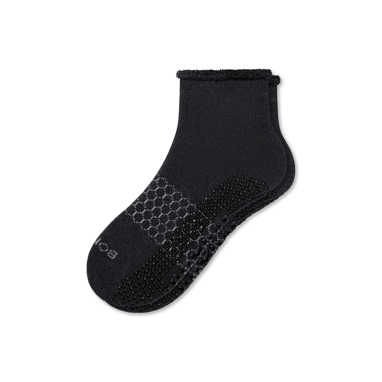 Merino Wool Blend Roll Top Gripper House Socks - Deep Charcoal L [7240]