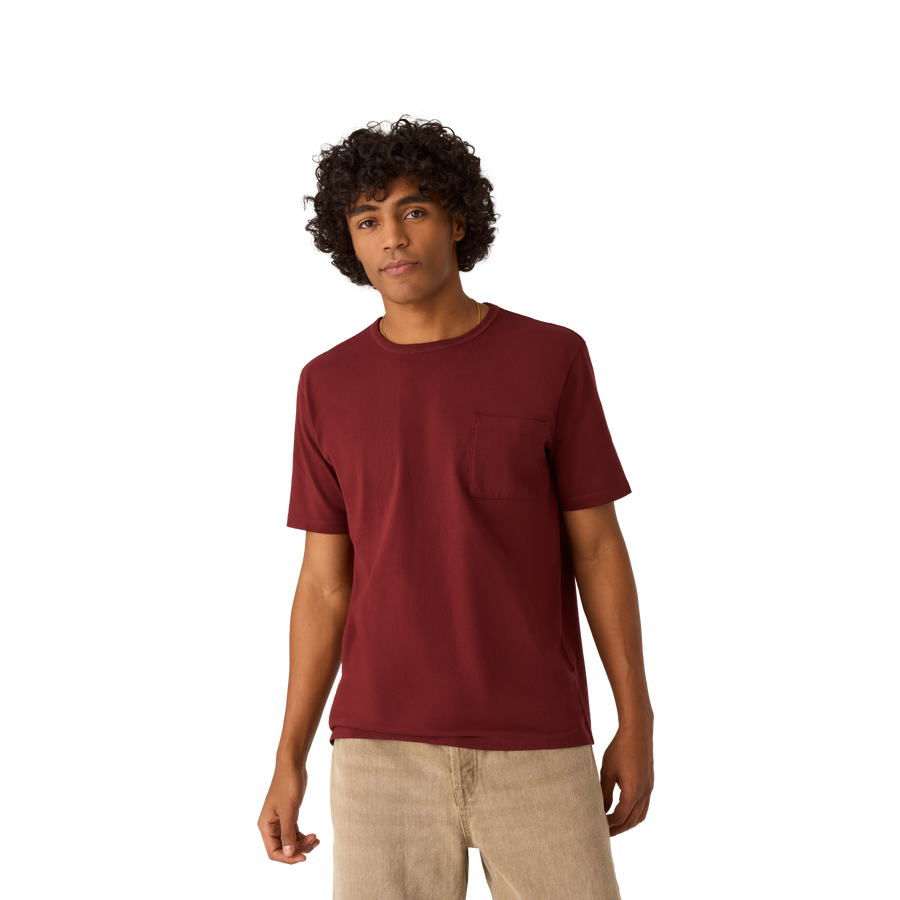 Men’s Premium Weight Pocket Crew Neck T-Shirt - Cotton Travel Ready