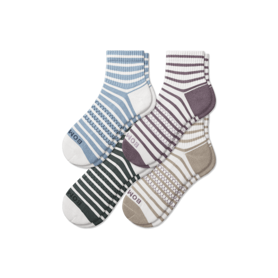 Women's Coastal Stripe Quarter Sock 4-Pack - Active Everyday Rotation