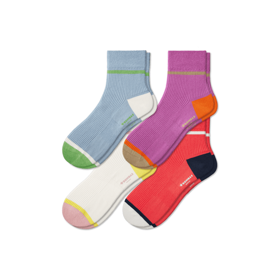 Women's Lightweight Ribbed Quarter Sock 4-Pack - Smooth Weekend Wear