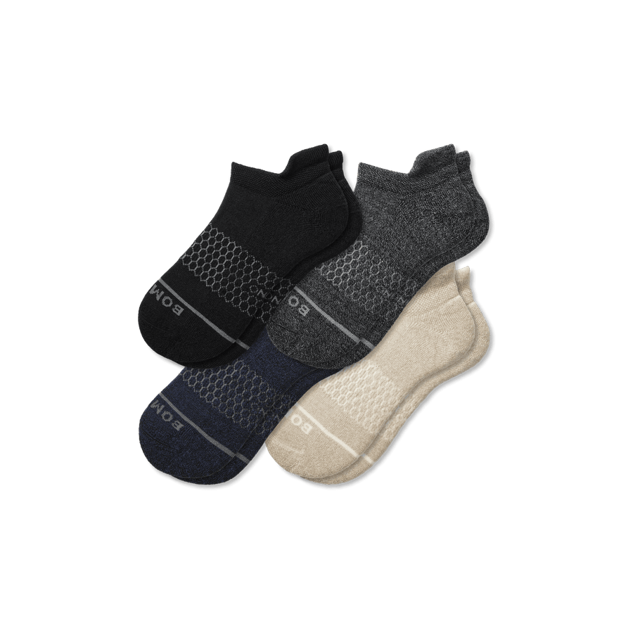 Men's Merino Wool Blend Ankle Sock 4-Pack - Cushion Low Cut Step