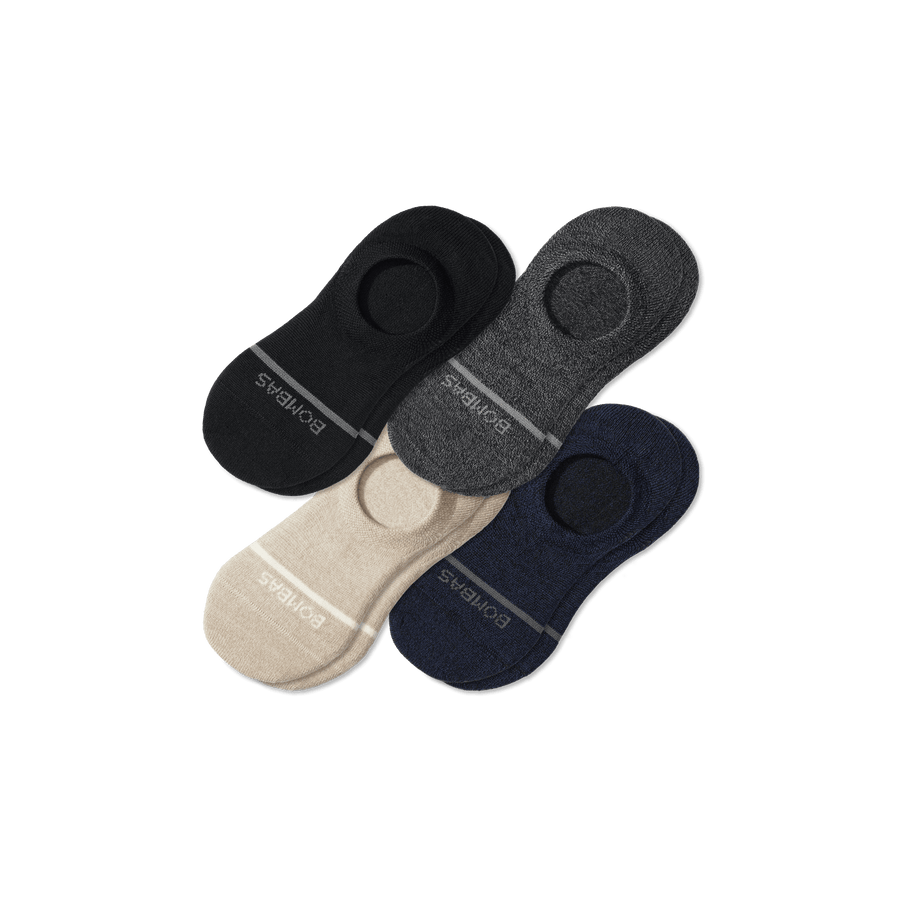Men's Lightweight Merino Wool Blend No Show Sock 4-Pack - Comfort Support