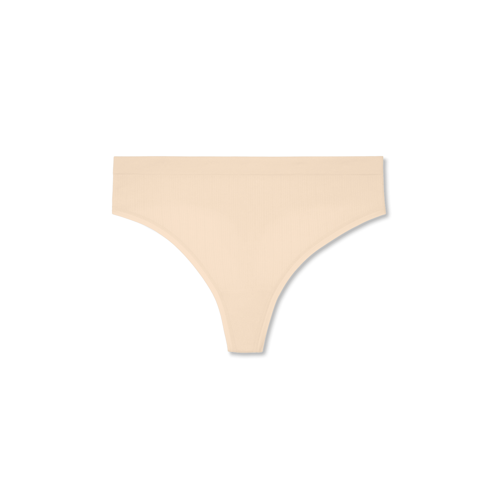 Women's Ribbed Seamless Thong - Wheat - L Front [7714]