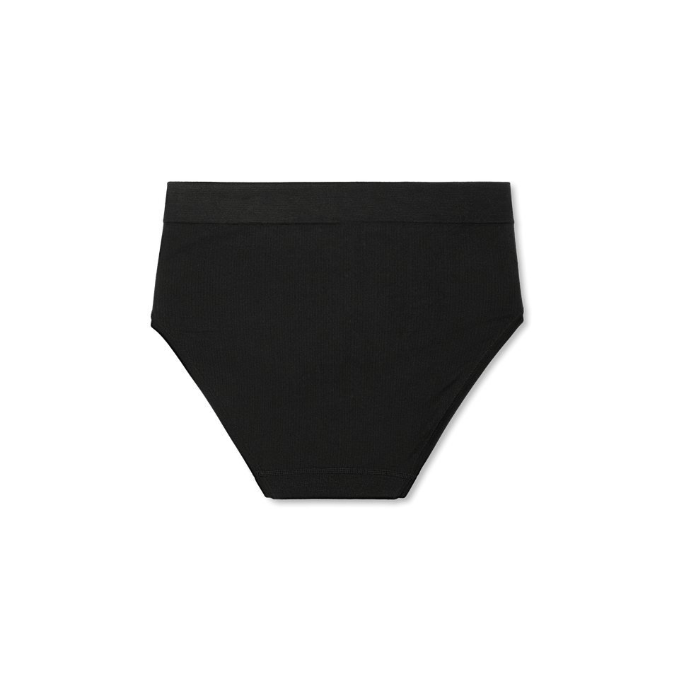 Women's Ribbed Seamless High Rise Brief - Black L Back [7718]