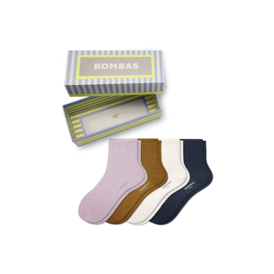 Women's Pointelle Quarter Sock 4-Pack Gift Box - Home Setup