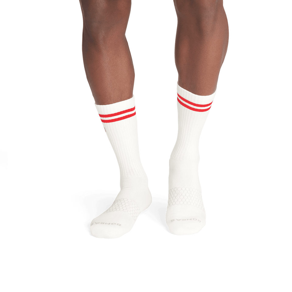 Safari Stripe Calf Socks - Soft White MO1 [7818]