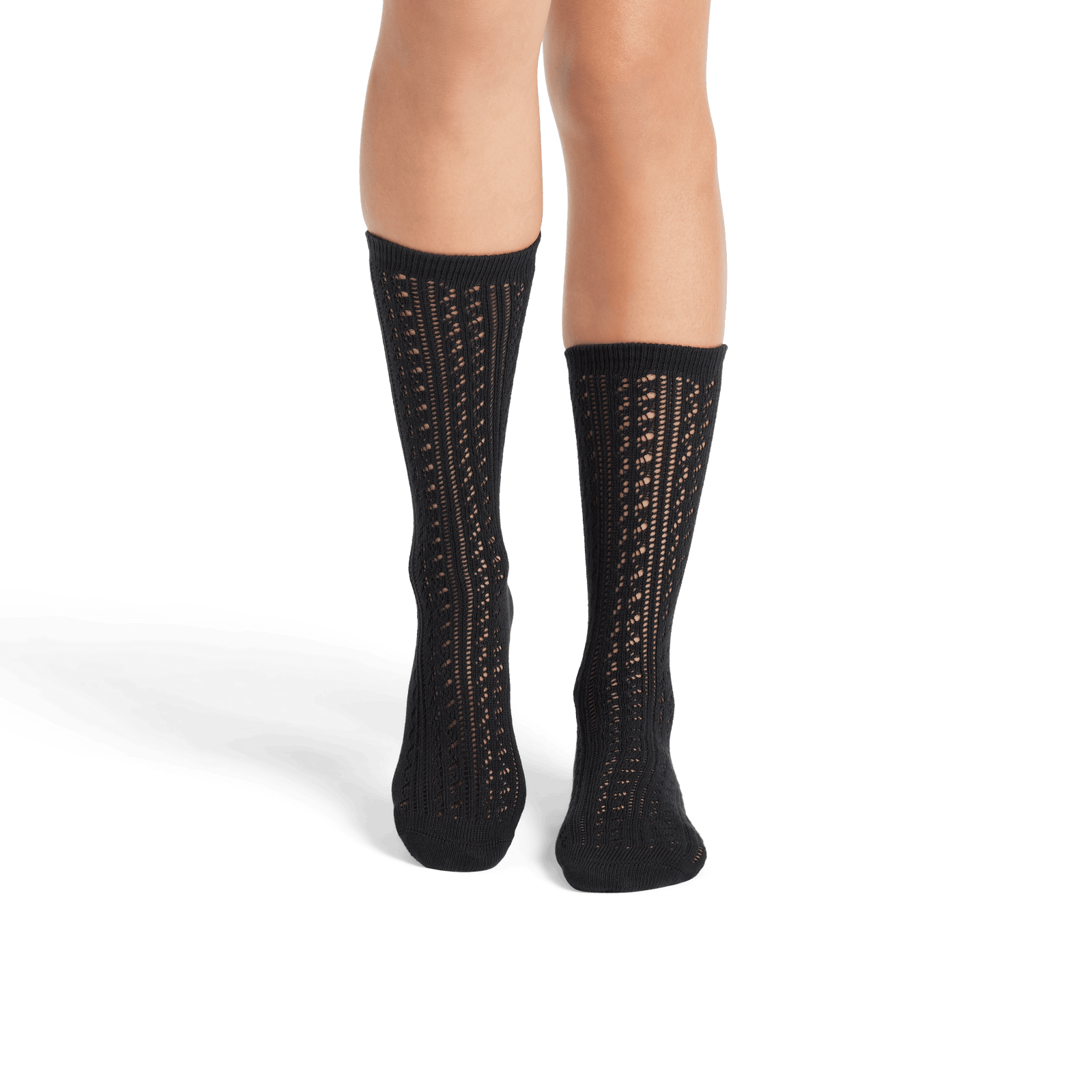 Women’s Pointelle Calf Sock - Black WO1 [8086]