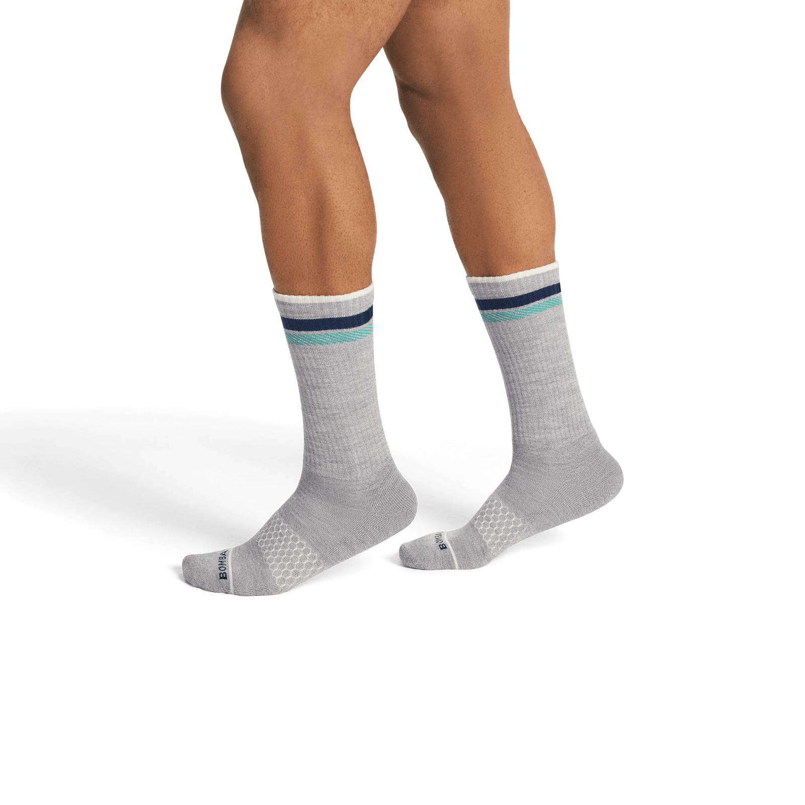 Merino Wool Blend Calf Socks - Snow Cloud Sky / Midnight Navy MO2 [8183]