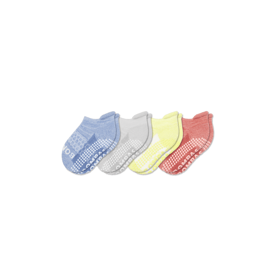 Toddler Two Tone Gripper Ankle Sock 4-Pack - Everyday Court Pair