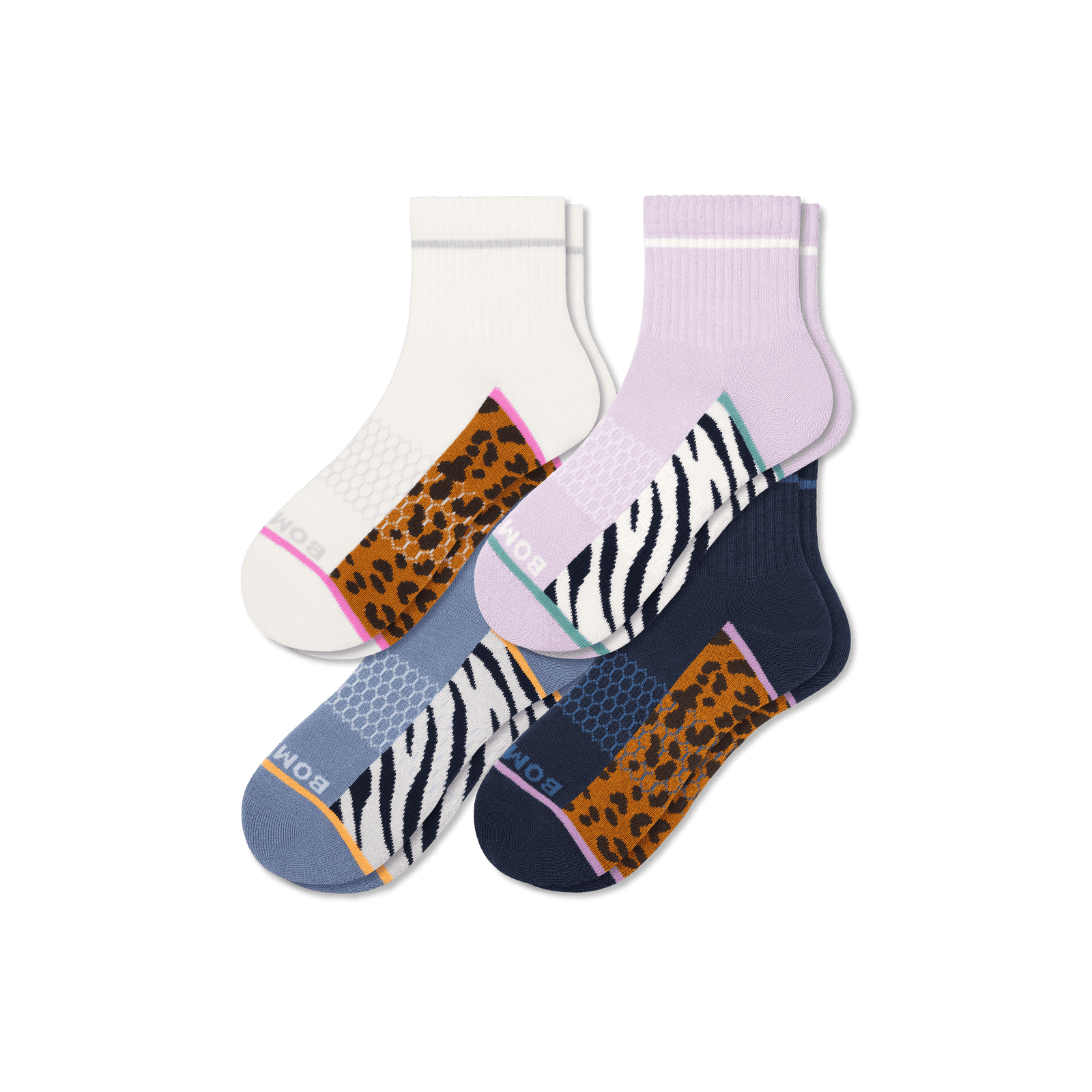 Women’s Wild Wear Quarter Sock 4-Pack - Navy Purple Mix L [8232]